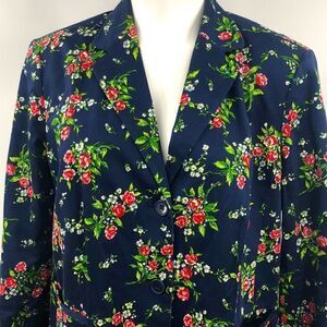 Orvis women’s size 14 navy red floral blazer